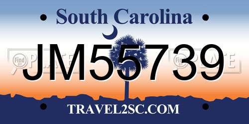 JM55739 South Carolina License Plate