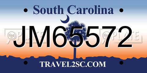 JM65572 South Carolina License Plate