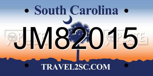 JM82015 South Carolina License Plate