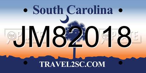 JM82018 South Carolina License Plate