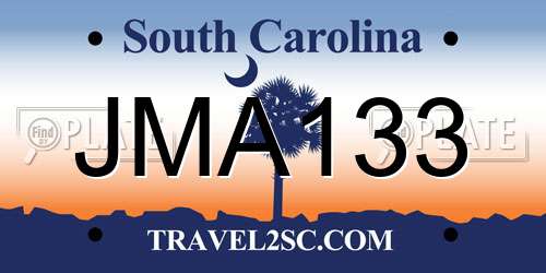 JMA133 South Carolina License Plate