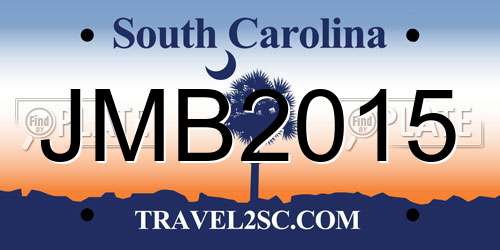 JMB2015 South Carolina License Plate