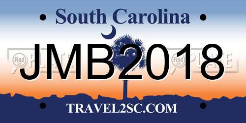 JMB2018 South Carolina License Plate