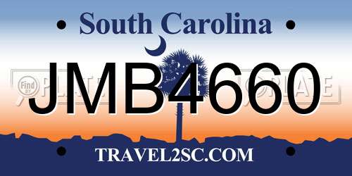JMB4660 South Carolina License Plate