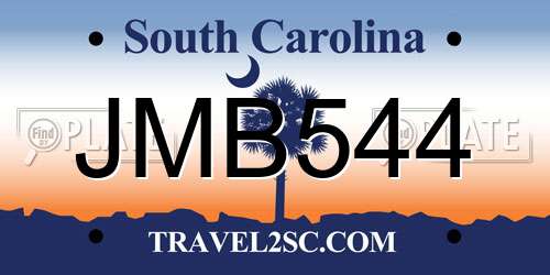 JMB544 South Carolina License Plate