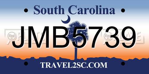 JMB5739 South Carolina License Plate