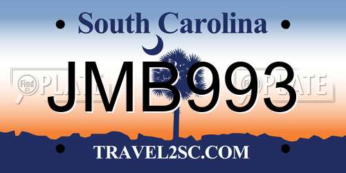 JMB993 South Carolina License Plate