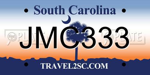 JMC333 South Carolina License Plate