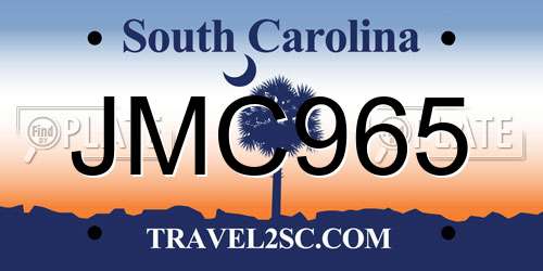JMC965 South Carolina License Plate