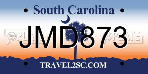 JMD873 South Carolina License Plate