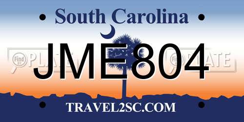 JME804 South Carolina License Plate