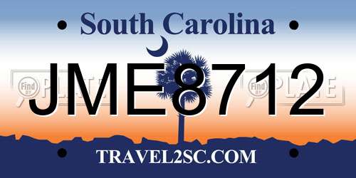 JME8712 South Carolina License Plate