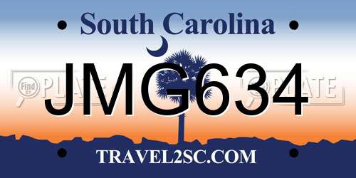 JMG634 South Carolina License Plate