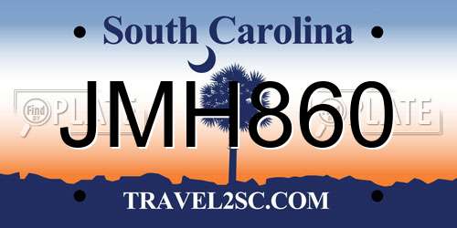 JMH860 South Carolina License Plate