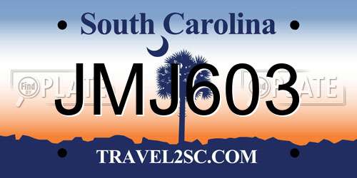 JMJ603 South Carolina License Plate