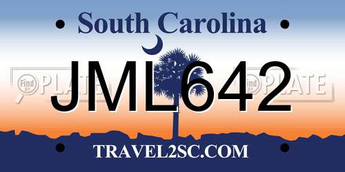 JML642 South Carolina License Plate