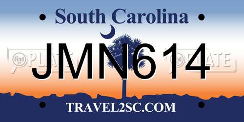 JMN614 South Carolina License Plate