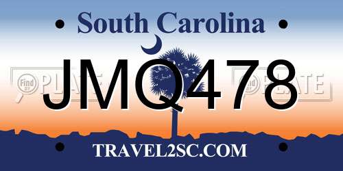 JMQ478 South Carolina License Plate