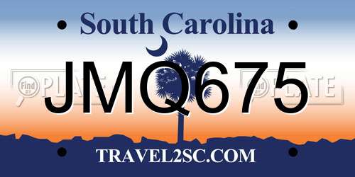 JMQ675 South Carolina License Plate