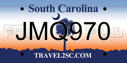 JMQ970 South Carolina License Plate