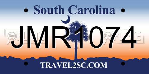 JMR1074 South Carolina License Plate