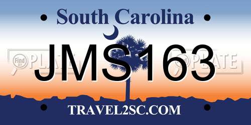 JMS163 South Carolina License Plate