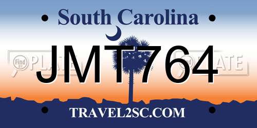 JMT764 South Carolina License Plate