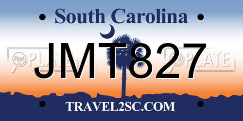 JMT827 South Carolina License Plate