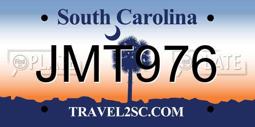 JMT976 South Carolina License Plate