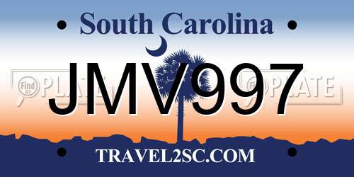 JMV997 South Carolina License Plate