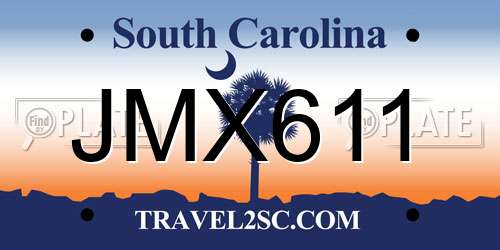 JMX611 South Carolina License Plate