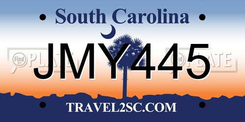 JMY445 South Carolina License Plate