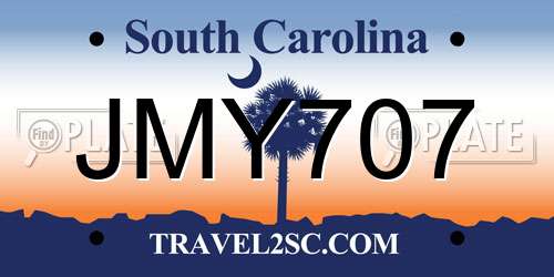 JMY707 South Carolina License Plate