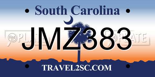JMZ383 South Carolina License Plate