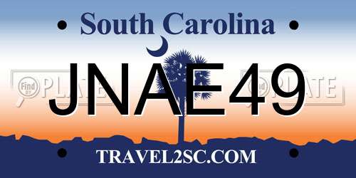 JNAE49 South Carolina License Plate