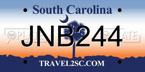 JNB244 South Carolina License Plate