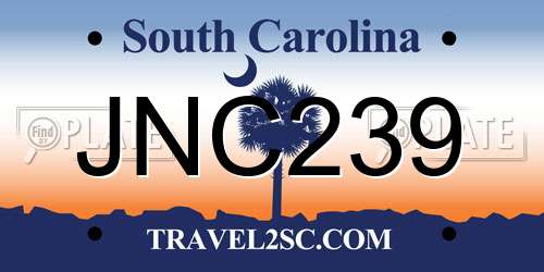JNC239 South Carolina License Plate