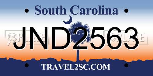 JND2563 South Carolina License Plate