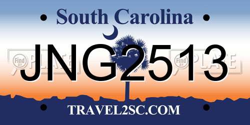 JNG2513 South Carolina License Plate