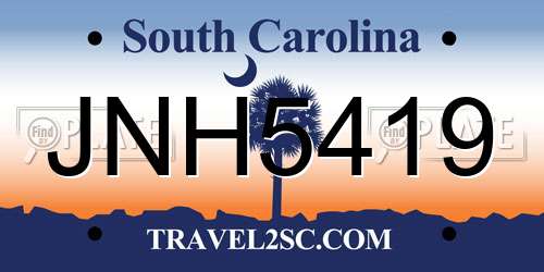 JNH5419 South Carolina License Plate
