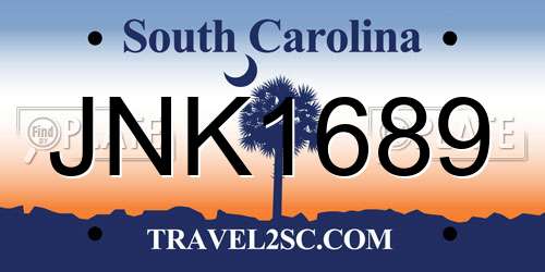 JNK1689 South Carolina License Plate
