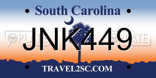 JNK449 South Carolina License Plate
