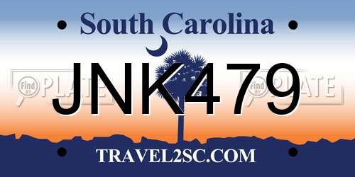 JNK479 South Carolina License Plate