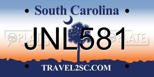 JNL581 South Carolina License Plate