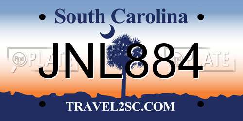 JNL884 South Carolina License Plate