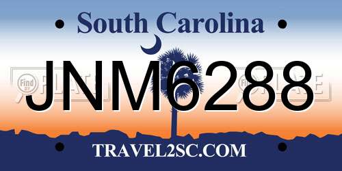 JNM6288 South Carolina License Plate