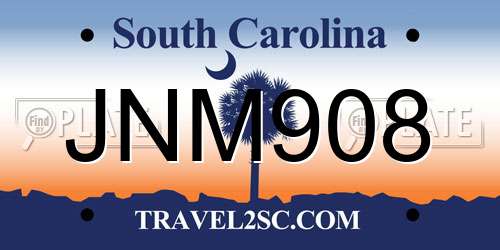 JNM908 South Carolina License Plate