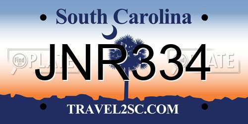 JNR334 South Carolina License Plate