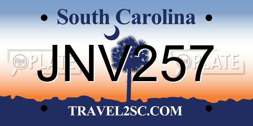 JNV257 South Carolina License Plate