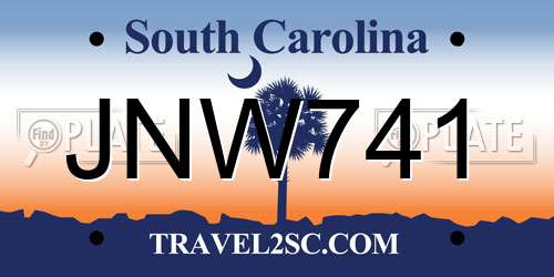 JNW741 South Carolina License Plate